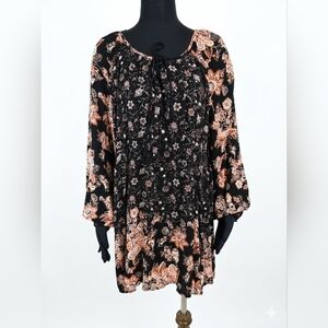 Free People Black and Orange Floral Dress